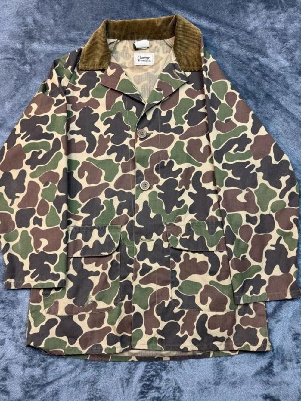 Vintage Duxbak Hunting Jacket Boys 16 Duck Hunter Camo Game Bag Canvas